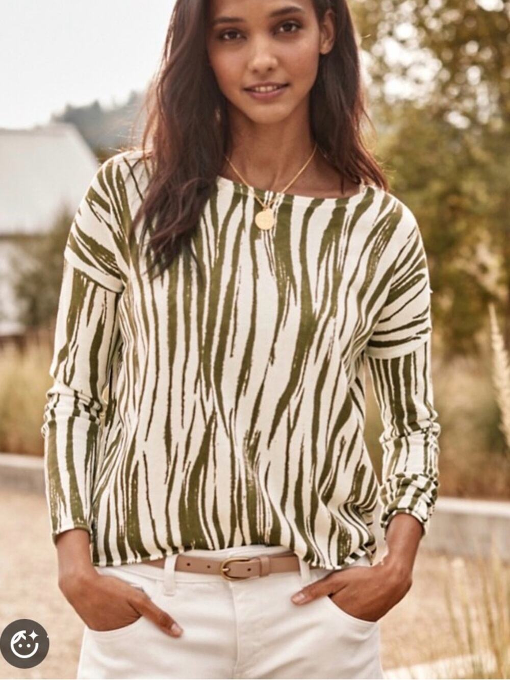 Garnet Hill Silk Cotton Abstract Zebra Stripe Relaxed Knit Top Small Oversized